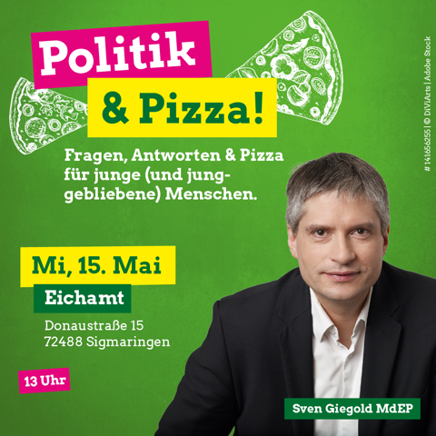 Spitzenkandidat Giegold heute, 15. Mai 2019 um 13 Uhr im Eichamt, Sigmaringen