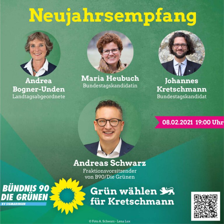 Neujahrsempfang mit Andreas Schwarz, Vorsitzender der grünen Landtagsfraktion und Andrea Bogner-Unden, MdL