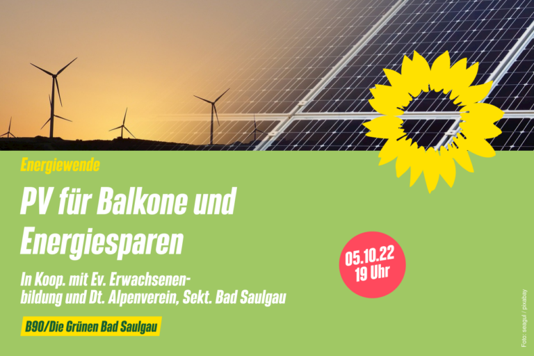 Energiewende: PV für Balkone und Energiesparen – Info-Veranstaltung am 05.10.2022 in Bad Saulgau