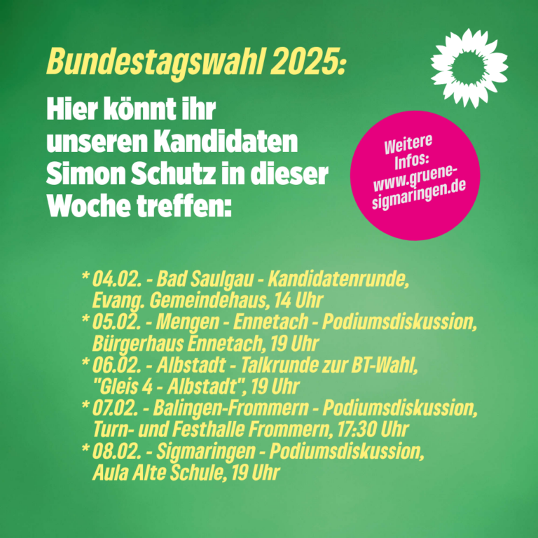 Bundestagswahl 2025: Termine mit Simon Schutz