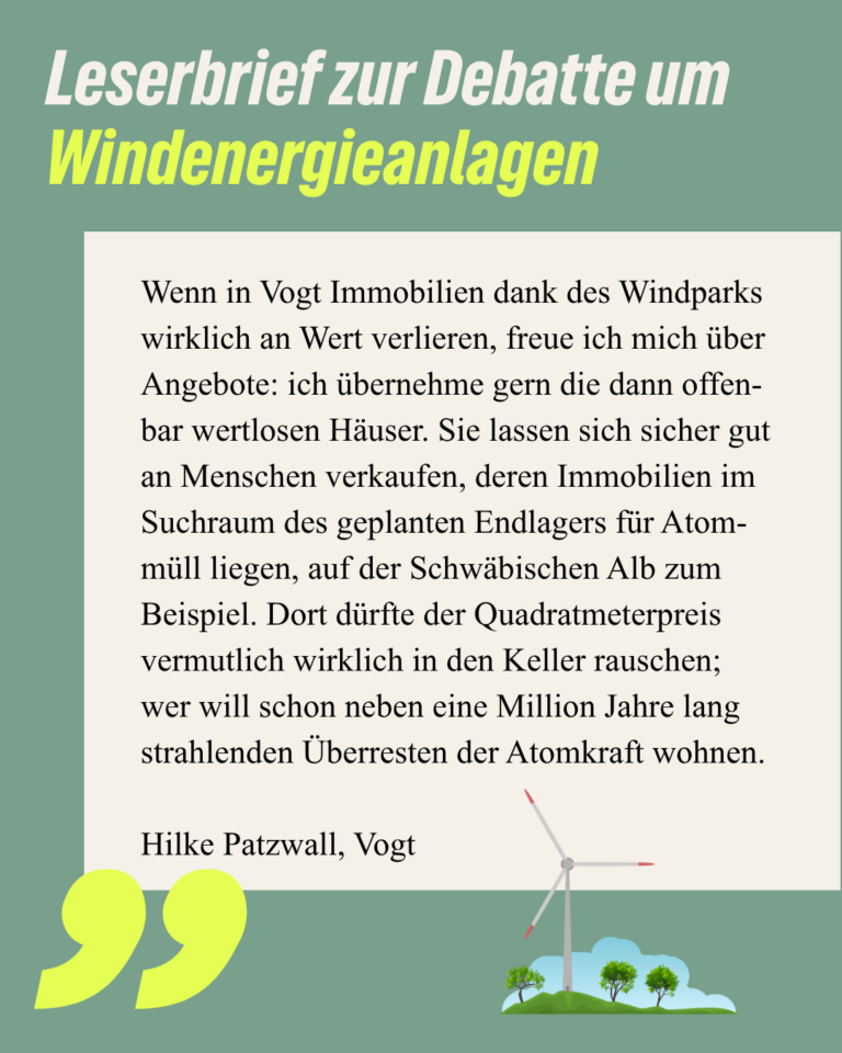 Leserbrief zur Debatte um Windenergieanlagen